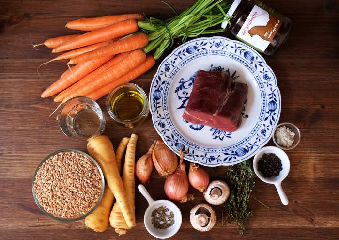 Zutaten für das Rinderfilet mit Schmorgemüse und Dinkel