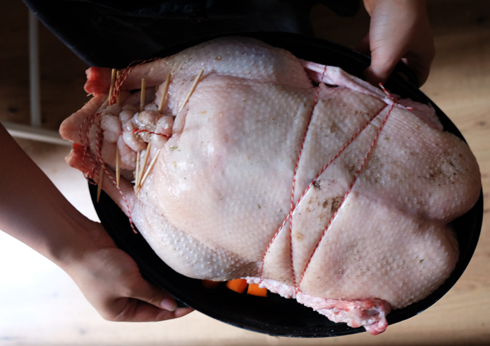 Gans gut verschnüren und ab in den Ofen
